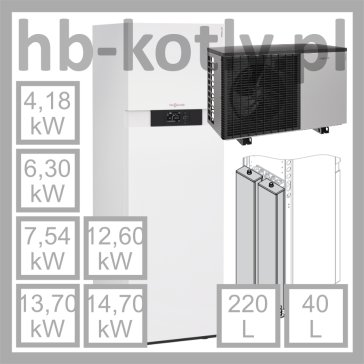 Vitocal 222-S z zintegrowanym zasobnikiem + buforem Vitocell 100-E